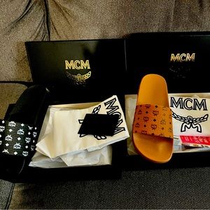 Authentic mcm slides. Sizes brown 38&black 39. Never worn